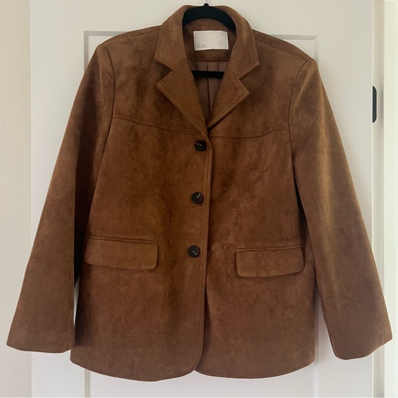 OAK + FORT Camel Oversized Vegan Suede Blazer- Medium - Picture 4 of 7